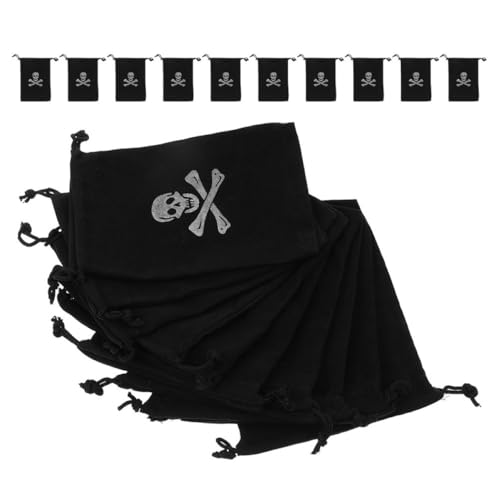 CHILDWEET 24st Piraten-aufbewahrungstasche Halloween-taschen Mit Kordelzug Piraten-goodie-bags Halloween-leckereitaschen Für Piratenbeutel Taschen Für Piratenpartys Polyester Black von CHILDWEET