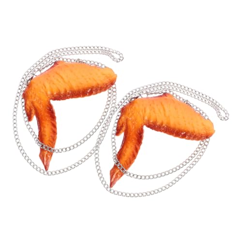 CHILDWEET 2St Kreative Hühnerflügel-Halskette Mini-Fischfiguren Tank gefälschtes Tier Huhn Netz modeschmuck lustige accessoires Lebensmitteldekoration Hip-Hop-Halskette Metall von CHILDWEET