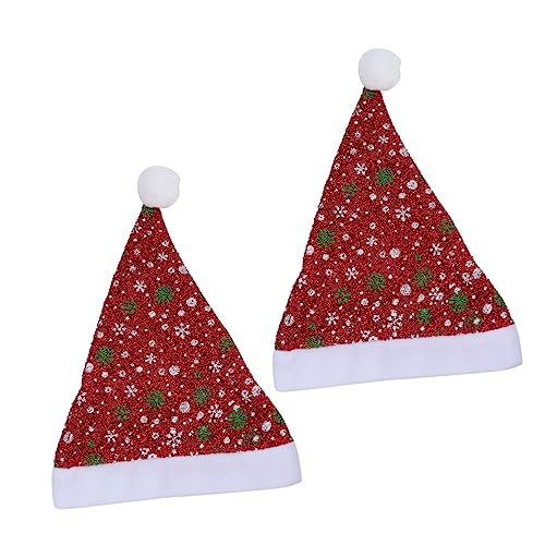 CHILDWEET 2st Weihnachtsmütze Weihnachtsfeier Kopfschmuck Gefälligkeiten Für Weihnachtsfeiern Hut Mit Schneeflockenmuster Flanell Rot von CHILDWEET