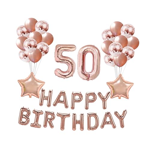 CHILDWEET 37 Stück 50 Jahre Alt Luftballons Roségold Set Aus Naturlatex Und Aluminiumfolie Mit Pailletten Für Geburtstagsfeier Dekoration von CHILDWEET