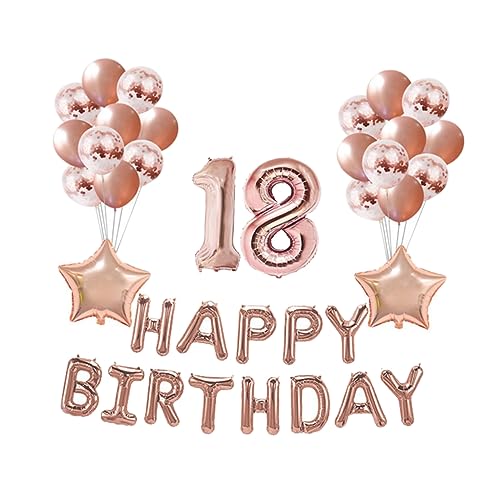 CHILDWEET 37 Stück Roségold Luftballons Set 18 Jahre Alt Geburtstagsdeko Mit Naturlatex Und Aluminiumfolie Happy Birthday Luftballons Für Partydekoration Und Feiern von CHILDWEET