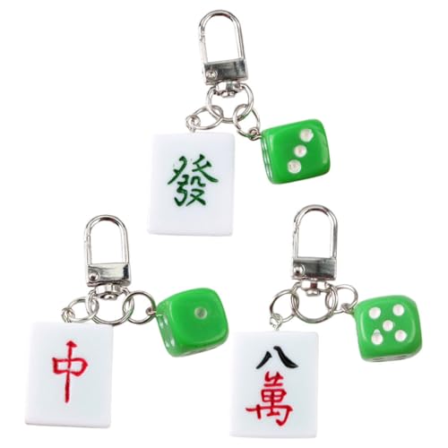 CHILDWEET 3St Mahjong-Schlüsselanhänger Kette Mahjong-Tisch Gold Schlüsselringe Plüschtier Tasche hängende Stütze kreative Schlüsselanhänger DIY-Anhänger Mahjong hängend schmücken Metall von CHILDWEET