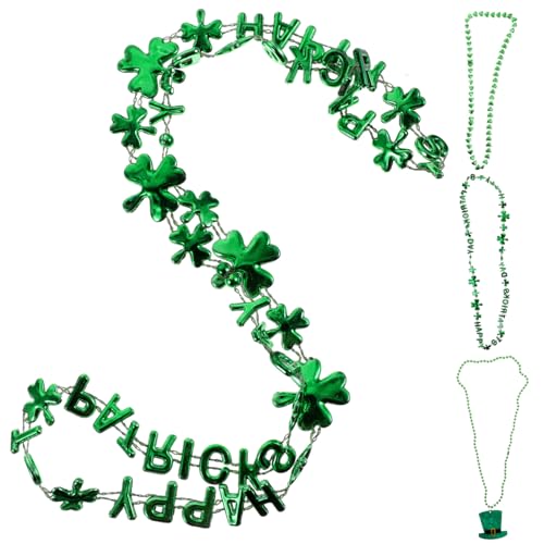 CHILDWEET 4 Pcs Irische Halskette Grüne Halskette Perlen Halsketten St Patricks Tag Neckkette St Patricks Tag Party Bevorzugt Runde Perlen Halskette Kreative Halskette Für Frauen Ohne von CHILDWEET