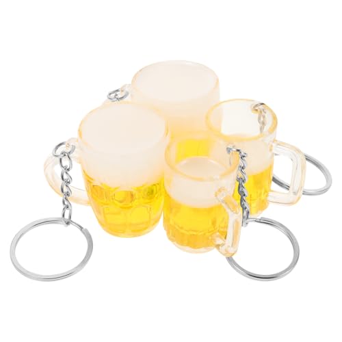 CHILDWEET 4 Stück Bier-schlüsselanhänger Bierkrug Schlüsselanhänger Flaschenöffner Pint-gläser Bieröffnerring Kaffeebecher Messbecher Faltbare Wasserflasche Bier Schlüsselanhänger Plastik von CHILDWEET