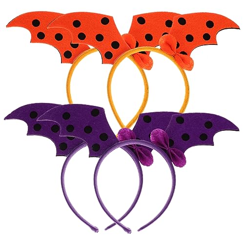 CHILDWEET 4 Stück Halloween Stirnband Fledermaus Stirnband Halloween Party Dekorationen Schwarzes Stirnband Schleife Haarspangen Kopfbedeckung Halloween Versorgung Gesicht Cosplay Halloween von CHILDWEET