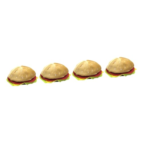 CHILDWEET 4 Stück Hamburger Hut Baskenmützen für Mädchen Burger-Eimerhut Essen-Kostüm-Accessoire dummer Hut fasnachtskostüme faschingkostüme lustiger Burgerhut Party Baskenmütze Stoff Yellow von CHILDWEET