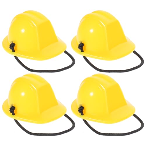 CHILDWEET 4 Stück Helm puppenzubehör doll Accessories Safety Cap sicherheitskappe Puppenkopfschutz Gelb lustig Mütze Spielzeugauto Mini-Sicherheitshut- Miniatur-Bauhut Abs Yellow von CHILDWEET