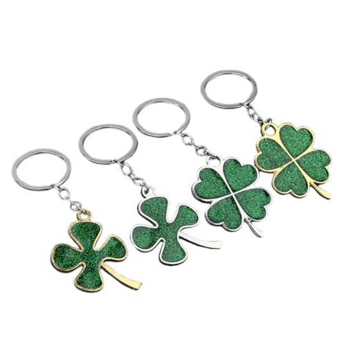 CHILDWEET 4 Stück Vierblättriges Kleeblatt Schlüsselanhänger Glückskleeblatt Funkelnder Anhänger Schlüsselanhänger Handtaschenanhänger Glücksbringer Ornamente St Patrick Day von CHILDWEET