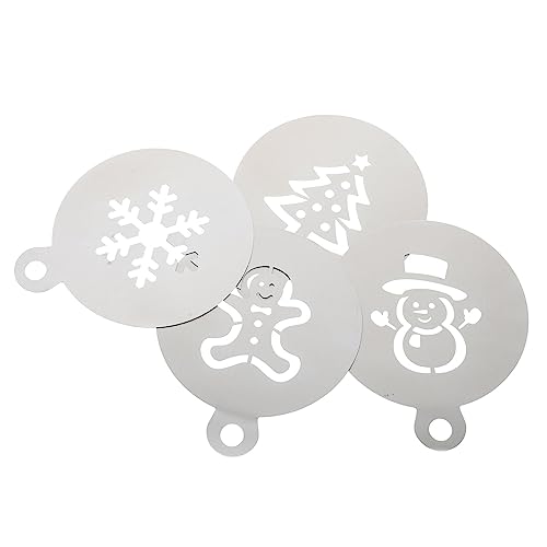 CHILDWEET 4 Stück Weihnachts Zuckerguss Siebe Plätzchen Dekoration Plätzchen Schablonen Plätzchen Formen Cupcake Förmchen Folie Cupcake Förmchen Zum Backen Kaffee Schablonen von CHILDWEET