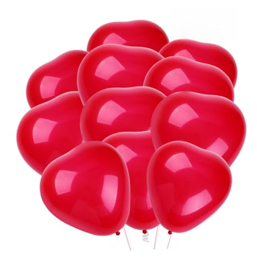 CHILDWEET 50 Stück 10 Partydekoration hochzeitsdeko weihnachten party hochzeitsdeco ehe hochzeitdeko Luftballons in Herzform goldene Luftballons Blase Latexballon Partyballon rot von CHILDWEET