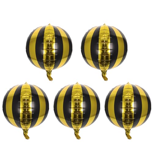 CHILDWEET 5St gestreifter Ballon Aufblasgerät Bienenballons Luftballons Gold Spiral- helium balloon helium ballon Geburtstag Heliumballons Streifen-Partyballons Aluminiumfolie Black von CHILDWEET