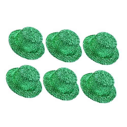 CHILDWEET 6St Irischer Hahnrei Mützen für Babys Puppe Haar Klammern Haarklammer Haarnadeln Baby Haarspangen glitzernde grüne Minihüte st. Patricks Day Hut kleiner Hut von CHILDWEET