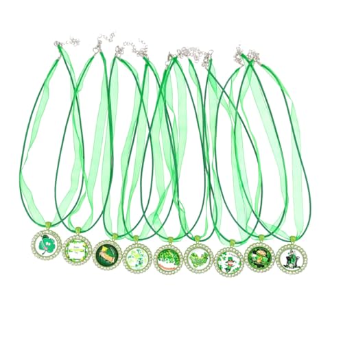 CHILDWEET 9st Halskette Für Dekorationen Charme Schmuck Vergoldete Halskette Armbänder Teenager Reize Bausatz Halsanhänger St. Patricks Day Hals Zubehör Green Zinklegierung von CHILDWEET