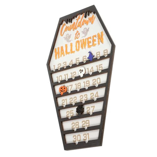 CHILDWEET Countdown-Kalenderverzierung Party-Adventskalender Halloween-Adventsdekoration Ornament halloween countdown halloween atmosphäre Halloween- Kalender aus Holz hölzern von CHILDWEET