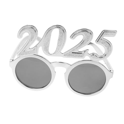 CHILDWEET Digitale Brille Neuartige Sonnenbrille Weihnachtsbrille Abschlussbrille 2025 Brille Partybrille 2025 Brillenstütze 2025 Glitzerbrille Silvesterbrille 2025 Zahlenbrille Silver Stk von CHILDWEET