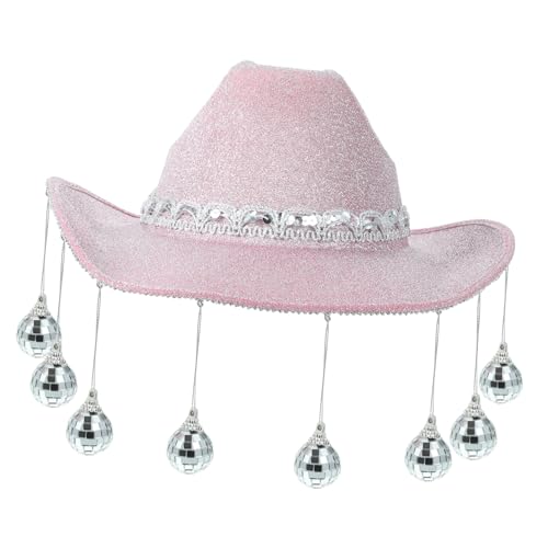 CHILDWEET Disco-cowboyhut Cowgirls Trucker-hut Neonhüte Für Glow-party Kappe Kuhkostüm Strohhut Cowgirl-hut Hut Mit Sonnenblende Hut Frauen Westernhut Hüte Für Frauen Disco-hut Stoff Rosa von CHILDWEET