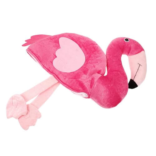 CHILDWEET Flamingo-Kapuze Flamingo Kopfbedeckung Geburtstagsfeier Hut Tierkopf Hut Festliche Kopfbedeckungen lustiger Hut Kostüm in Flamingoform Kostümzubehör Hut- Baumwolle Rosy von CHILDWEET