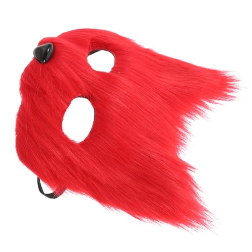 CHILDWEET Fuchs Maske halloween dekoration Halloween-Maske Pelzige Masken realistische maske Maskenball Halloween-Partydekorationen für Erwachsene Pelzige Fuchsmaske für Erwachsene PVC rot von CHILDWEET