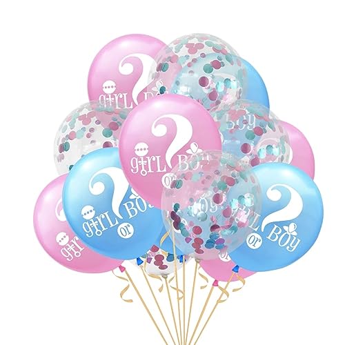 CHILDWEET Gender Reveal Ballons Kreative Party Dekorationen Mit 5 Blauen 5 Und 5 Gemischten Konfetti Ballons Für Geschlechtsenthüllungsfeiern von CHILDWEET