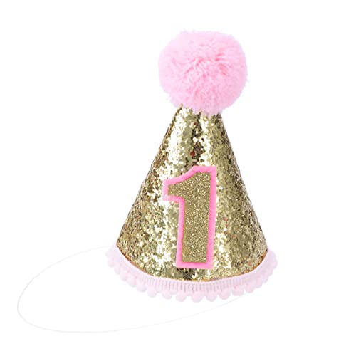 CHILDWEET Glitzernder Kegelhut Für Den 1 Geburtstag Rosa Partyhut Mit Verstellbarem Stirnband Ideal Für Geburtstagsfeiern Und üßes Partyzubehör Für Babys Und Kleinkinder von CHILDWEET