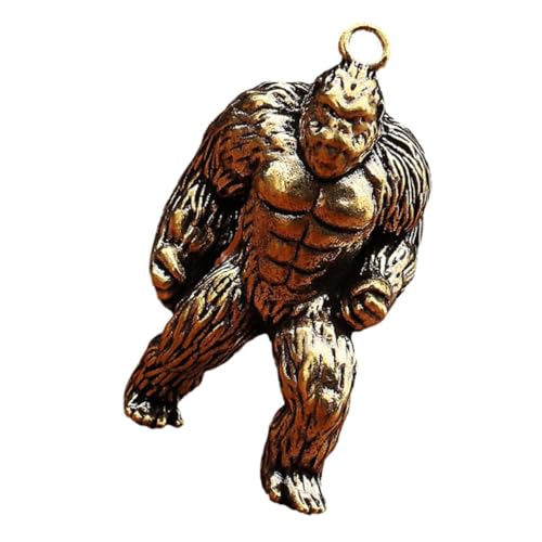 CHILDWEET Gorilla-Schlüsselanhänger Schreibtisch-Statue Vintage kleine Gorilla-Statue Gorilla- Skulptur Rucksack Tierfigur Retro-Gorilla-Figur Schimpansen-Gorilla-Statue Messing Golden von CHILDWEET