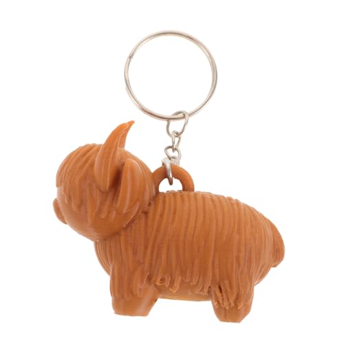 CHILDWEET Highland Cow Ornament Schlüsselanhänger schlüsselanhanger Hochlandkuh-Ringhalter Kuh-Schlüsselanhänger- PVC-Kuh-Schlüsselanhänger Hochlandkuh Stofftier Plastik Light Brown von CHILDWEET