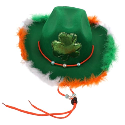 CHILDWEET Irischer Hut St Patricks Day Hüte Für Männer Cosplay-hut-requisite Wiederverwendbare Hüte Abriebfester Faschingshut St. Patricks Day Cowboyhut Party-cosplay-hut Green Plüsch von CHILDWEET