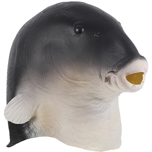 CHILDWEET Maskerade-Jahrgang Maske im Tierdesign Halloween-Fisch Maske im Karpfenstil Fisch Kostümzubehör halloween costume halloween kleidung Fischkopfbedeckung Party-Maske Emulsion Black von CHILDWEET