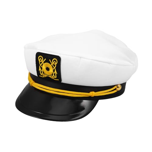 CHILDWEET Matrosenhut Matrosenmütze Für Kreuzfahrthut Kapitänsmützen Für Yachten Matrosenkostüm Yachtkapitänshut Captians Hut Weiße Hüte Matrosenmützen Marine Hüte Polyester von CHILDWEET