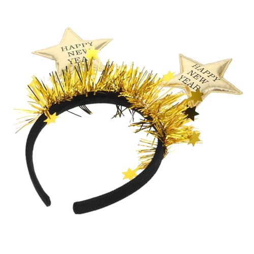 CHILDWEET Stirnband Chinesische Neujahrsstirnbänder Frohes Neues Jahr Kopfbedeckungen Star-boppers-kopfbedeckung Silvester Zubehör Urlaub Stirnbänder Glitzernde Kopfbedeckungen Stoff Golden von CHILDWEET