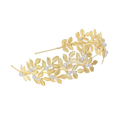 CHILDWEET Stirnband Krone Haarreif Perlen Haarschmuck Damen Perlen Kopfschmuck Haarband mit Perlen Haarschmuck Hochzeit Gold Haargummi Hochzeitskopfschmuck Kopfschmuck für Mädchen Eisen von CHILDWEET