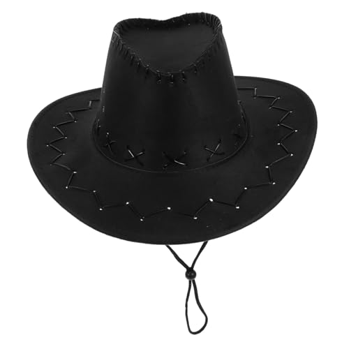 CHILDWEET Western-cowboyhut Für Western-cowgirl-hüte Cowgirl-hut Performance-kostümzubehör Dekorative Hüte Performance-hüte Hut Anziehen Jugend-cowboy-hut Partyhut Polyester Black von CHILDWEET