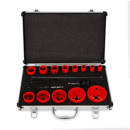 CHIMHOON 17-tlg Lochsäge Set, HSS Bi-Metall Dosenbohrer Bohrkronen Satz, mit Koffer 19-76mm, Lochsägen Set, Lochkreissäge Holz Bohrkronen, für Korkplatten, dünne PVC-Platten und Kunststoff CHIMHOON 17-tlg Lochsäge Set, HSS Bi-Metall Dosenbohrer Bohrkronen Satz, mit Koffer 19-76mm, Lochsägen Set, Lochkreissäge Holz Bohrkronen, für Korkplatten, dünne PVC-Platten und Kunststoff von CHIMHOON