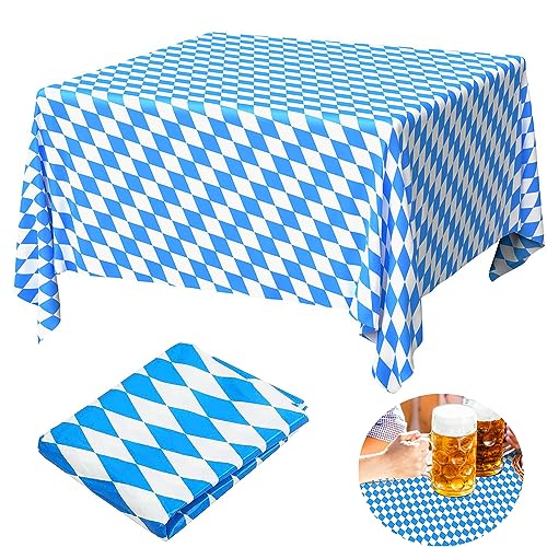 Oktoberfest Tischtuch Bayerische Tischdeko, 137 x 274 cm Bayrisch Blau Weiß Bayern Raute Einweg Tischdecke für Bierzelten Haushalt Catering Oktoberfest Deko von CHINS