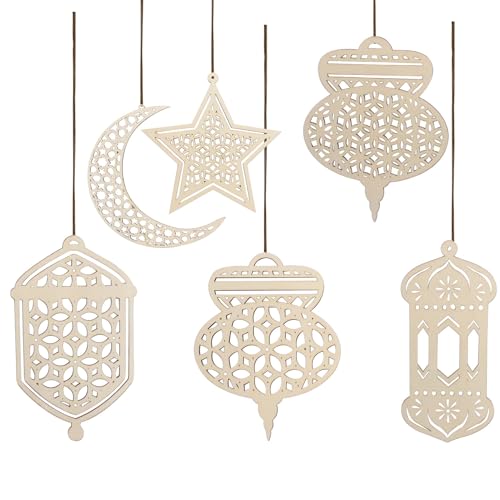 Ramadan Deko | 6 Stück Ramadan Kareem Dekoration | Halbmond Sterne Stil Licht Form Anhänger Ornament für Ramadan Eid Mubarak Dekorationen von CHINS