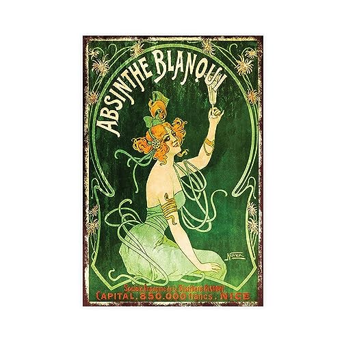 Absinthe Blanqui Vintage-Poster auf Leinwand für Essen und Trinken, Wandkunst, Dekordruck, Gemälde für Wohnzimmer, Schlafzimmer, Dekoration, ungerahmt, 40 x 60 cm von CHIPEL