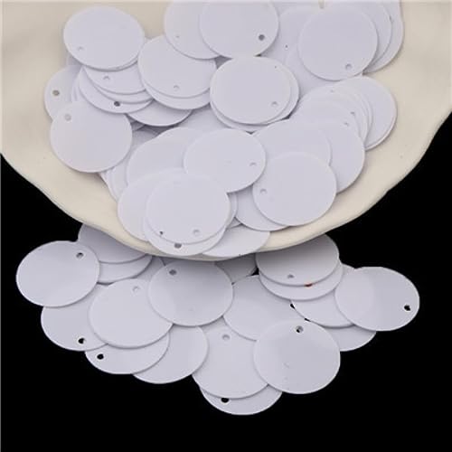 Pailletten-Pailletten, 15 mm, flach, groß, rund, PVC, lose Pailletten, Nähzubehör für Damenbekleidung, mit 1 Seitenloch, 10 g, weiß, 15 mm, 10 g von CHIPEL