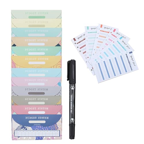 25pcs 6-Loch Budgetblattumschlag Und Doppelt Beendete Marker Set Ausgabenplaner Budgetblätter Für Den Budgetplaner Einfügen von CHIZISX