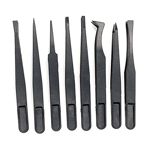 8 Stile Pinzetten Set Aus Schwarzem Kohlefaser Kunststoff Für Nagelkunst Picking Spitze Gebogene Pinzette Mit Flacher Spitze von CHIZISX