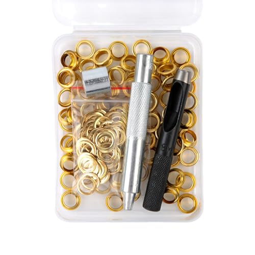 CHIZISX 100PCS 6mm/8mm/10mm Ösen Ösen Kits Mit Locher Werkzeug Metall Tülle Werkzeug Kits Für Stoff Vorhänge Leinwand Gürtel von CHIZISX