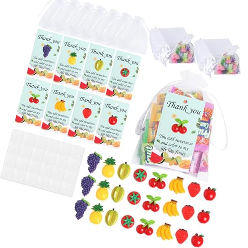 CHIZISX 24pcs Dankeskarten Mit Harzfrüchten Ornament Draw String Bag Geburtstag Thanksgiving Geschenk Für Lehrer Wertschätzung von CHIZISX