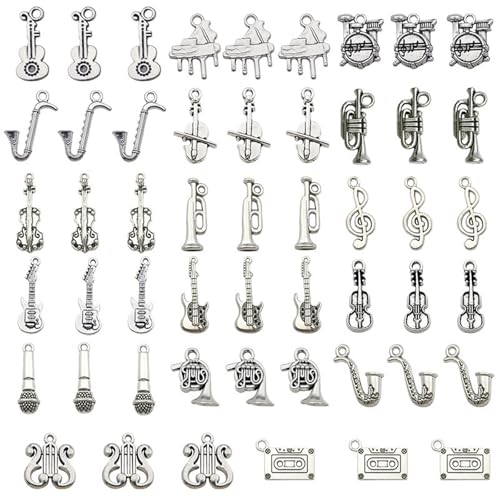 CHIZISX 51 PCS Music Charm Musical Instrument Anhänger Mit Loch Für Armbänder Halskette Schmuckzubehör Machen von CHIZISX