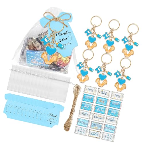 CHIZISX 6/20pieces Baby Füße Anhänger Keychain Set Mit Kordelbeutel Danke Label Wicking Aufkleber Für Hochzeitsbabysartikeln von CHIZISX