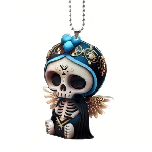 CHIZISX Bunter Totenkopf-Schlüsselanhänger, Auto-Innenbehang, Anhänger, Halloween, Urlaub, Dekoration, Tasche, Schmuck von CHIZISX