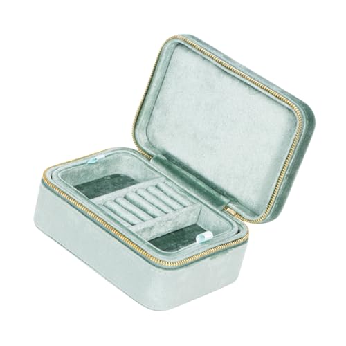 CHIZISX Elegante Kleine Schmuckschatulle Samtige Textur Doppellagig Tragbares Etui Schmuck Display Zubehör Geeignet Für Den Täglichen Gebrauch von CHIZISX