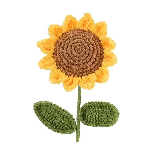 CHIZISX Gestrickte Sonnenblumen Kunstblumen Zur Dekoration Häkelblume Handgewebtes Sonnenblumen Mittelstück Handgefertigte Sonnenblumen von CHIZISX