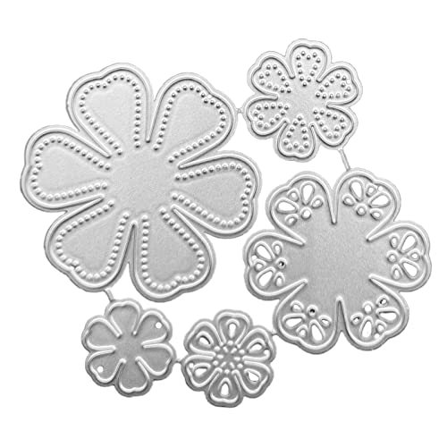 CHIZISX Metall Stanzformen, Metall Stanzformen, 5 in 1 Blumenstanzform mit 6 Blütenblättern, Dekorations Bastelform für Scrapbook von CHIZISX