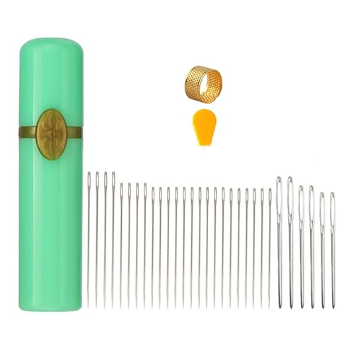 CHIZISX Nadel mit großem Öhr, Handnähnadel-Set, Nähen, Fingerhut, Nähnadel, Garn, Stricknadel für Handwerk von CHIZISX