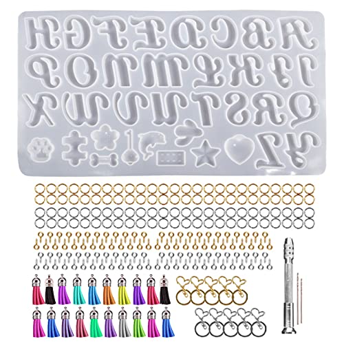 CHIZISX Schlüsselanhänger-Formen, Silikonharz-Formen, ausgefallene Buchstaben- und Ornamentformen, Epoxidharz, Gießformen, Harz, Schlüsselanhänger-Set von CHIZISX