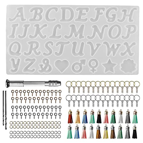 CHIZISX Schlüsselanhänger-Formen, Silikonharz-Formen, ausgefallene Buchstaben- und Ornamentformen, Epoxidharz, Gießformen, Harz, Schlüsselanhänger-Set von CHIZISX